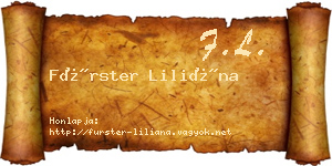 Fürster Liliána névjegykártya